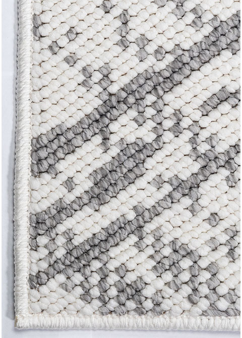 Tapete Abstracto Blanco con Rayado Diagonal Roto