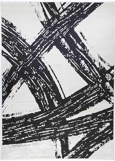 Tapete Abstracto Blanco y Negro con Brochazos Cruzados