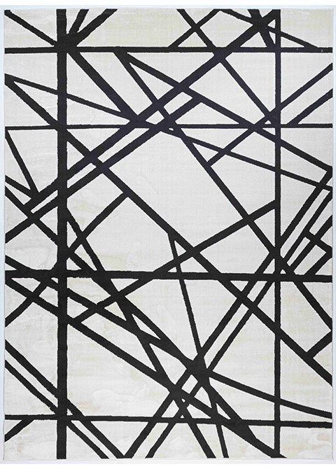 Tapete Abstracto Blanco y Negro con Líneas Cruzadas
