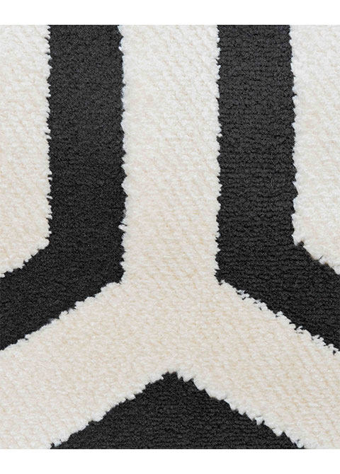 Tapete Geométrico Blanco y Negro con Panal de Hexágonos - Vista alternativa