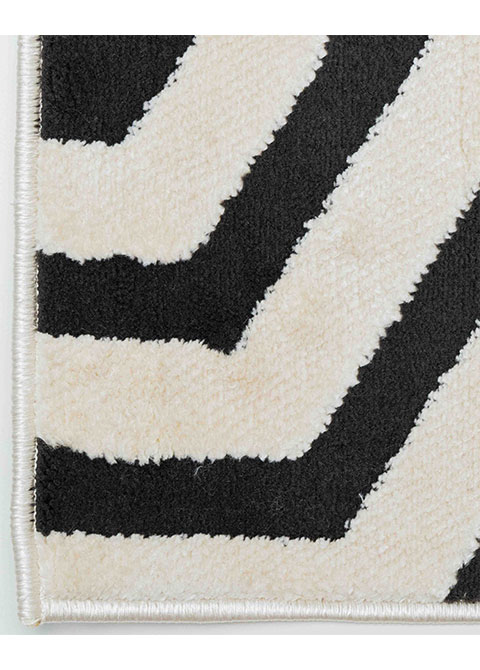 Tapete Geométrico Blanco y Negro con Panal de Hexágonos