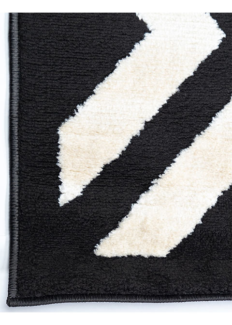 Tapete Geométrico Blanco y Negro con Rayas en Aspa
