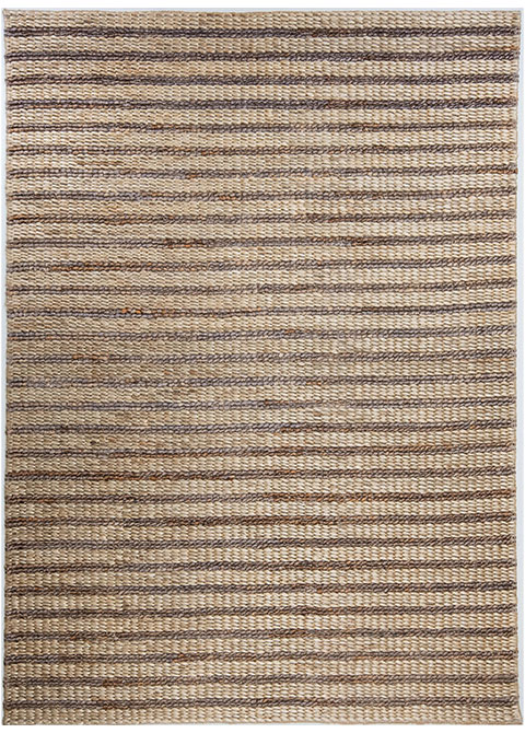 Tapete Tejido Beige con Rayado de Yute
