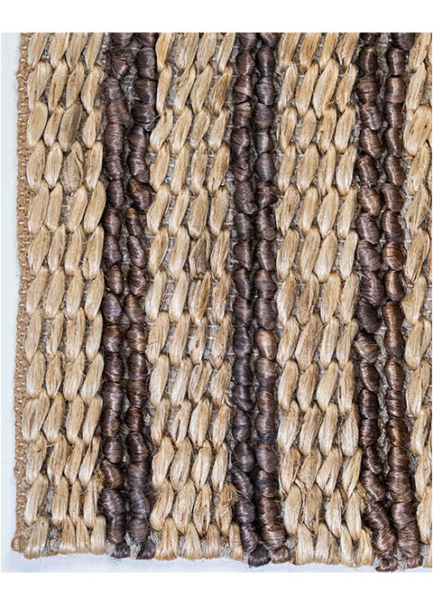 Tapete Tejido Beige con Rayado de Yute