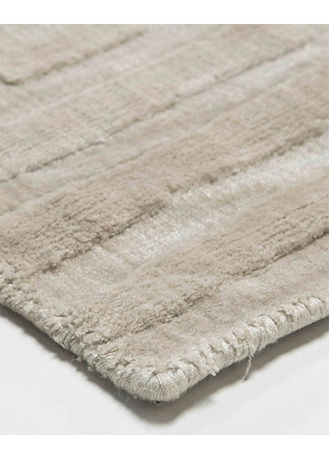 Tapete Geométrico Beige con Cuadros Concéntricos Tallados