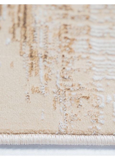 Tapete Abstracto Marfil con Estratos en Oro Viejo
