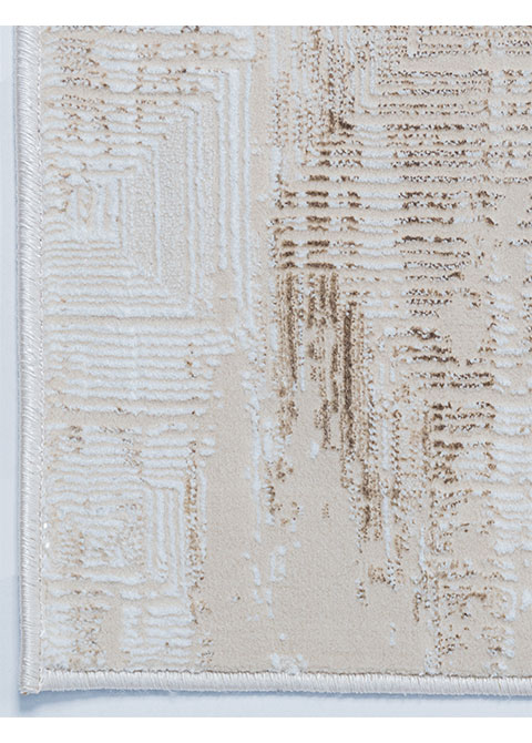 Tapete Abstracto Marfil con Estratos en Oro Viejo