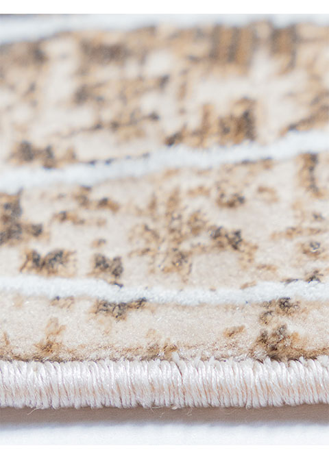 Tapete Abstracto Beige con Trazos Cruzados en Blanco