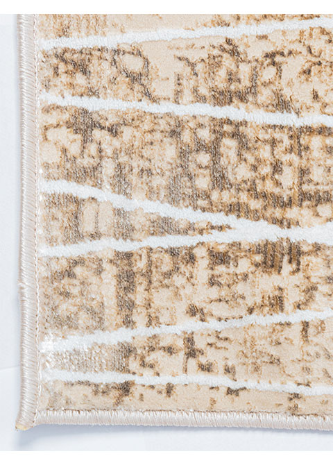 Tapete Abstracto Beige con Trazos Cruzados en Blanco