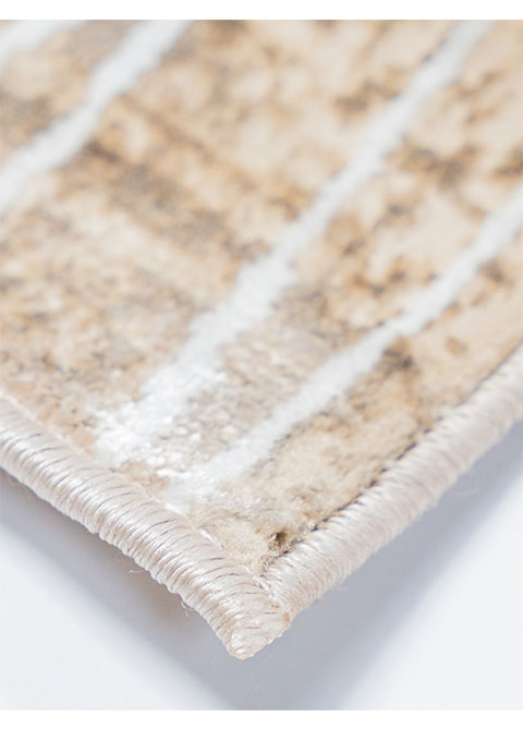 Tapete Abstracto Beige con Trazos Cruzados en Blanco