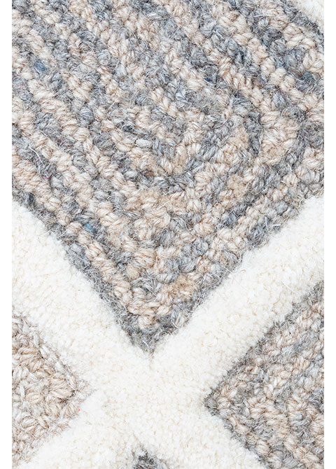 Tapete Geométrico Beige con Rombos Laberínticos - Vista alternativa