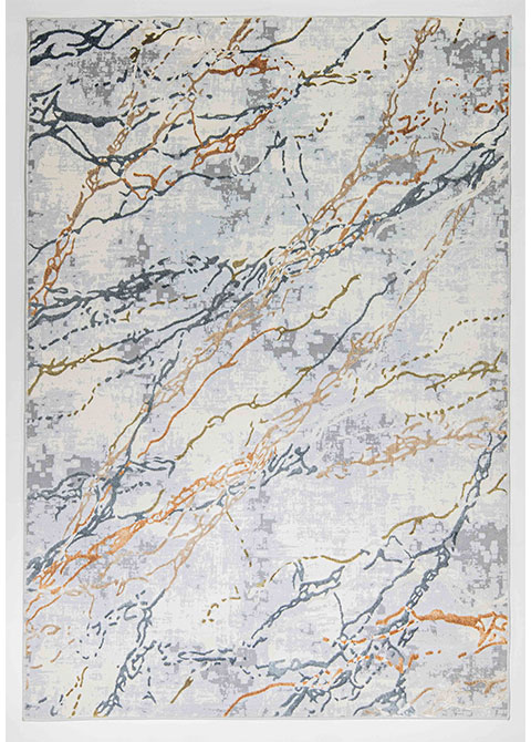 Tapete Abstracto Marfil con Vetas Ramificadas en Cobre