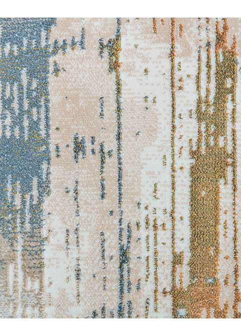 Tapete Abstracto Crema con Rayado Desgastado en Oliva - Vista alternativa