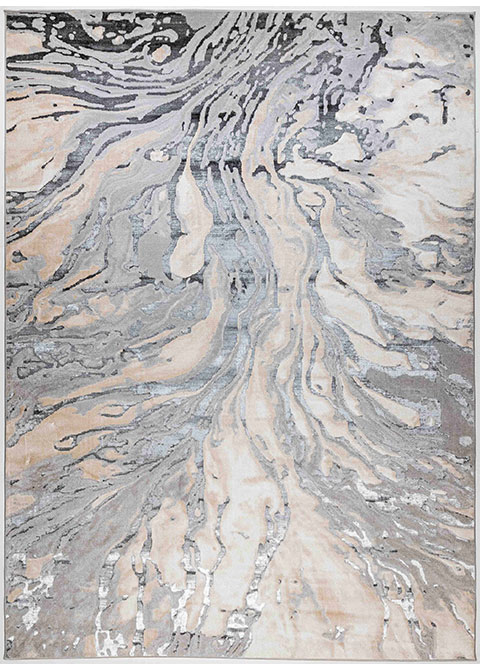Tapete Abstracto Gris con Vetas de Ágata en Durazno