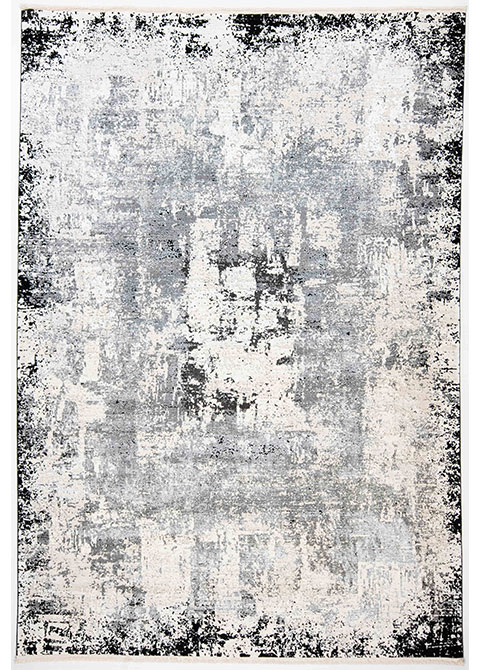 Tapete Abstracto Gris con Marco Corroído en Negro