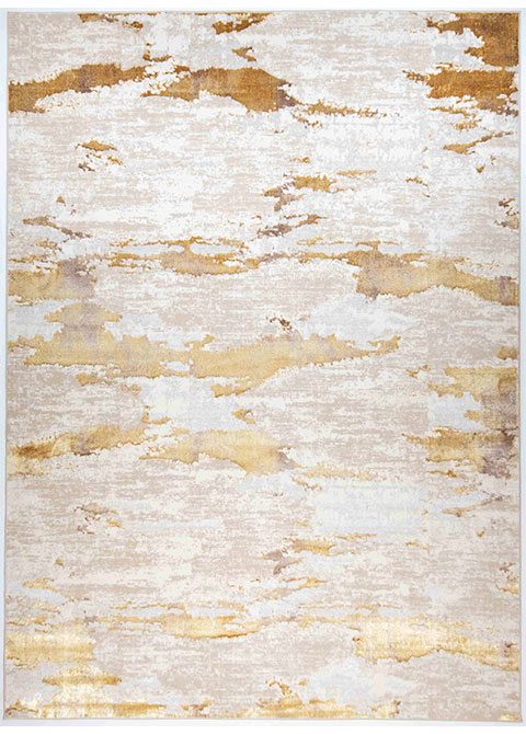 Tapete Abstracto Marfil con Estratos en Oro
