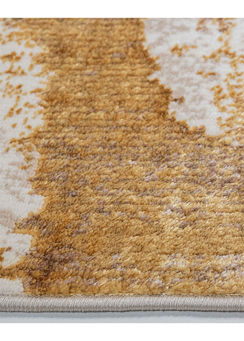 Tapete Abstracto Marfil con Estratos en Oro