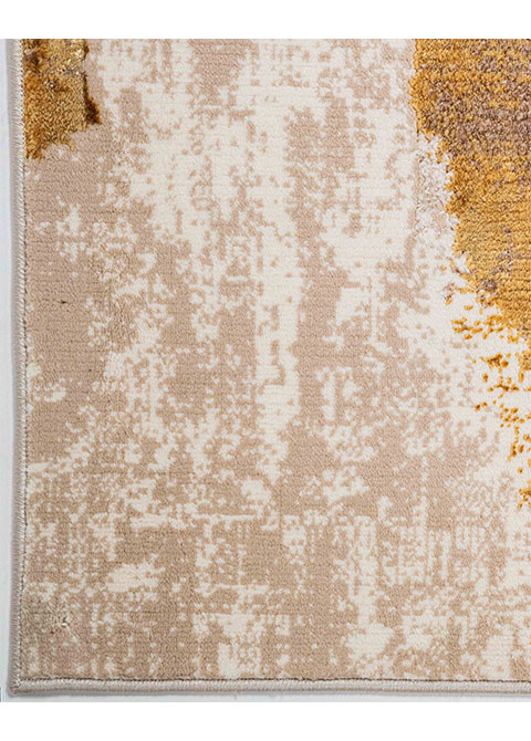 Tapete Abstracto Marfil con Estratos en Oro