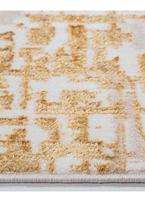 Tapete Abstracto Crema con Trama Raspada en Oro