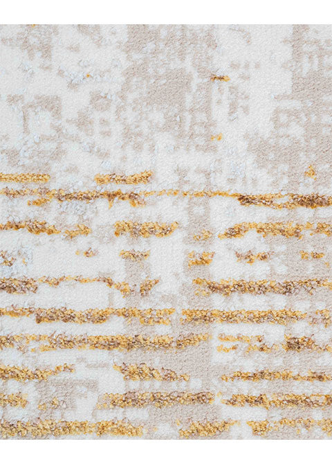 Tapete Abstracto Marfil con Rayado Horizontal en Oro - Vista alternativa
