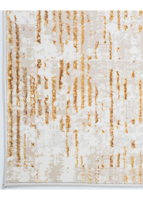 Tapete Abstracto Marfil con Rayado Horizontal en Oro