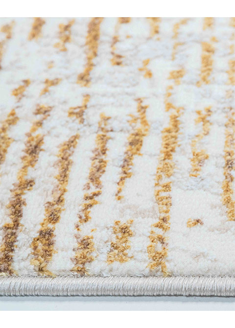 Tapete Abstracto Marfil con Rayado Horizontal en Oro