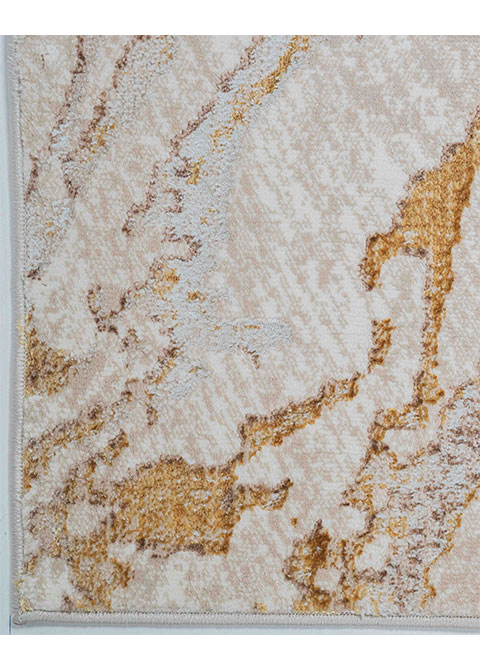 Tapete Abstracto Crema con Vetas de Mármol en Oro