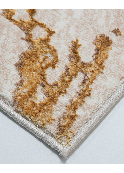 Tapete Abstracto Crema con Vetas de Mármol en Oro