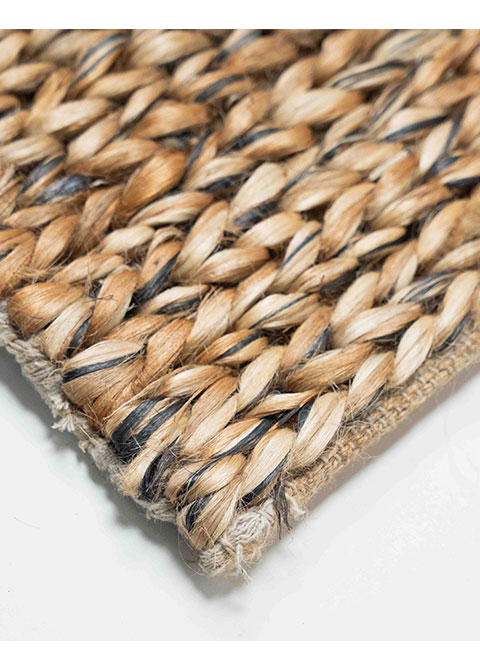 Tapete Tejido Yute con Trenza Moteada en Carbón