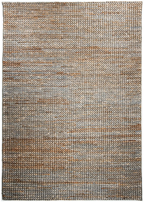 Tapete Tejido Gris con Bandas Jaspeadas en Cobre