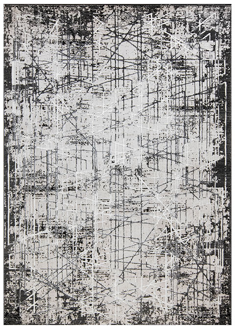 Tapete Abstracto Gris con Andamiaje en Negro