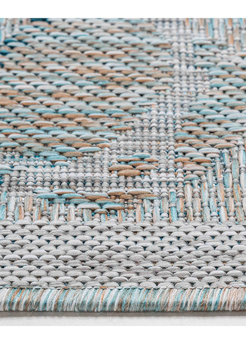 Tapete Abstracto Gris con Trazos en Zigzag Azul