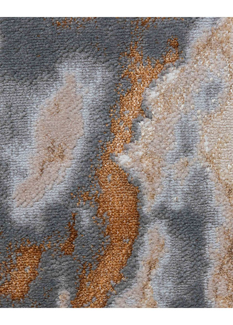 Tapete Abstracto Marfil con Chorreados en Oro y Gris
