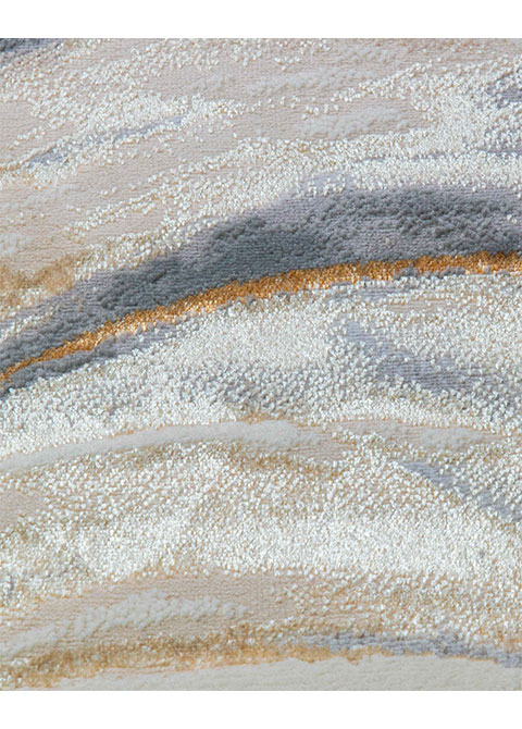Tapete Abstracto Crema con Oleaje Veteado en Oro