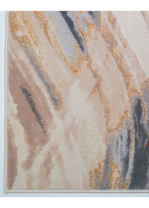 Tapete Abstracto Crema con Oleaje Veteado en Oro