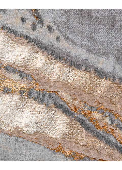 Tapete Abstracto Crema con Tronco Veteado en Cobre