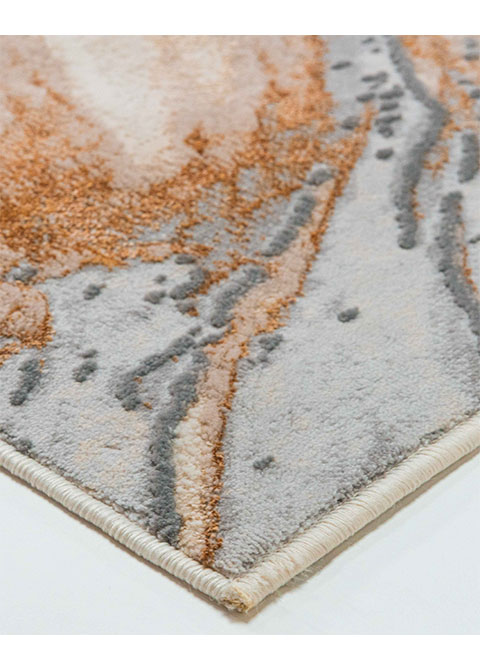 Tapete Abstracto Crema con Tronco Veteado en Cobre