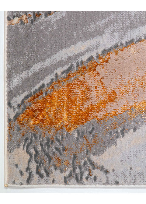 Tapete Abstracto Crema con Tronco Veteado en Cobre