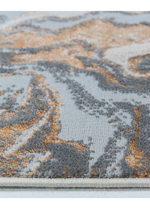Tapete Abstracto Gris Oscuro con Mármol Fracturado en Cobre