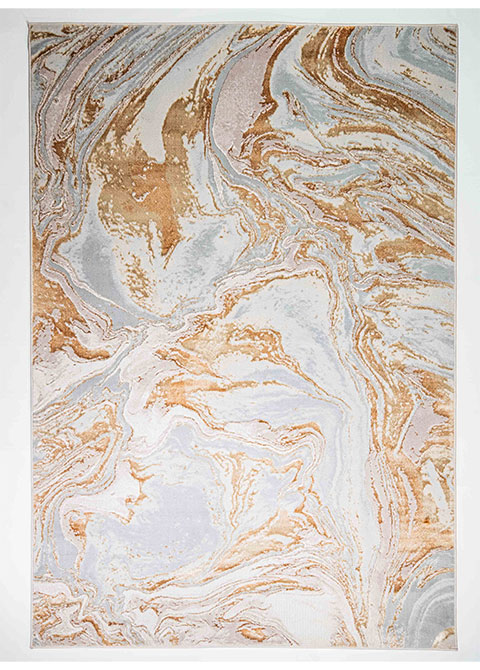 Tapete Abstracto Marfil con Mármol Suave en Oro
