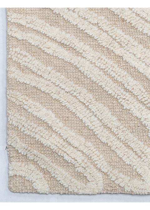 Tapete Abstracto Beige con Abanicos Rayados en Marfil