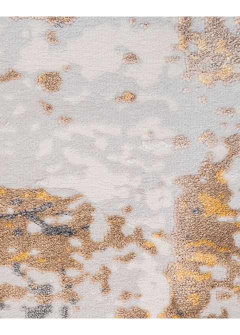 Tapete Abstracto Marfil con Bloques Raspados en Oro