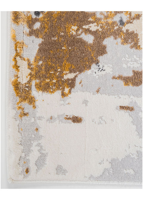Tapete Abstracto Taupe con Chorreados en Oro y Azul