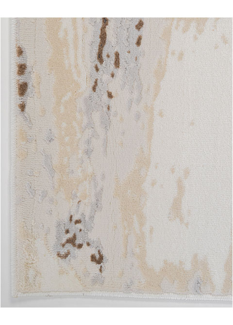 Tapete Abstracto Marfil con Brochazos en Carbón y Café