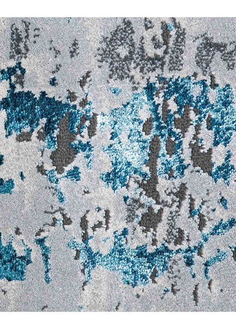 Tapete Abstracto Gris con Marco Corroído en Azul