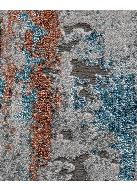 Tapete Abstracto Marfil con Chorreados en Azul y Óxido