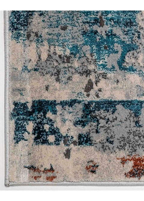 Tapete Abstracto Marfil con Chorreados en Azul y Óxido