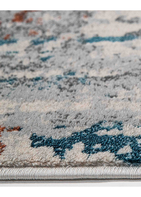 Tapete Abstracto Marfil con Chorreados en Azul y Óxido