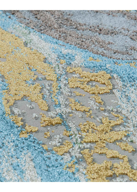 Tapete Abstracto Crema con Mármol Veteado en Oro y Verde