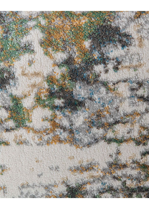 Tapete Abstracto Crema con Erosión en Oro y Azul